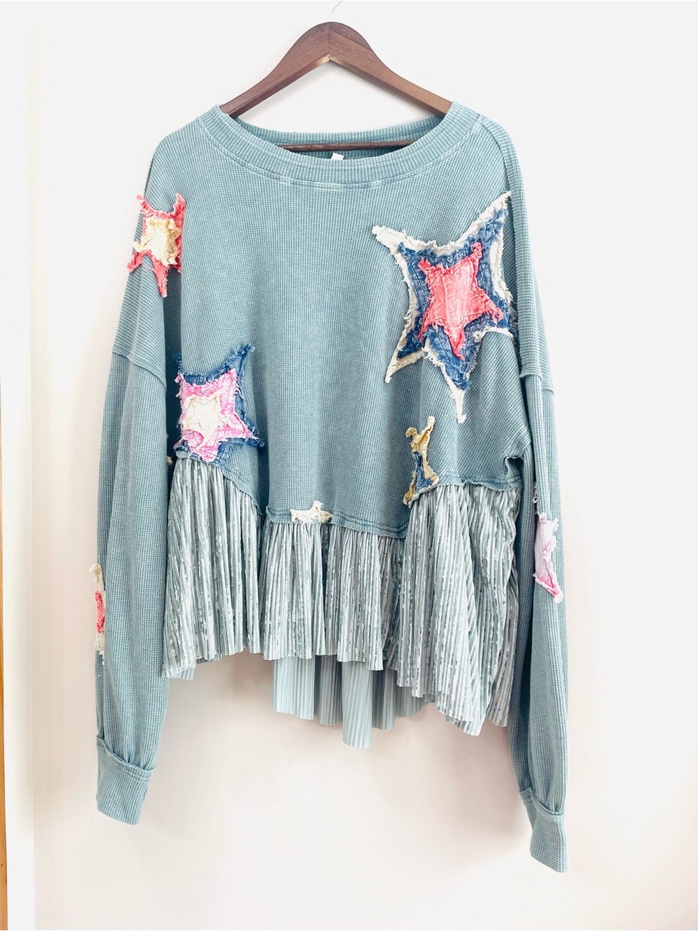 Oil & Hali Boho HEAVILY EMBELLISHED Embroidered Patchwork Suede Top L GORGEOUS